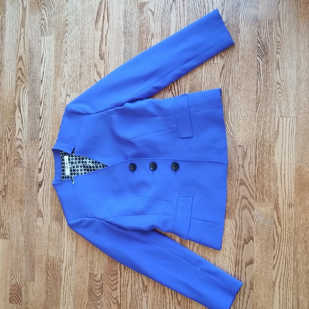 (8) Jones Studio Separates Royal Blue Blazer Padded Shoulders Office Solid Color